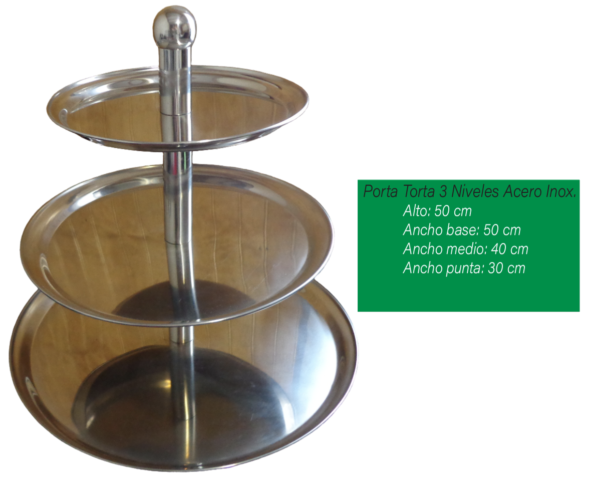 Porta Torta 3 Niveles Acero Inox